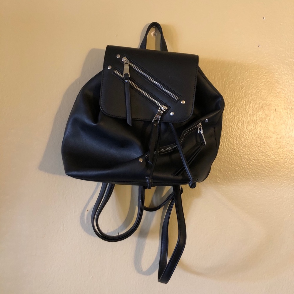 Charm Black Leather Backpack - Picture 1 of 4